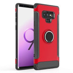 Galaxy Note 9 360 Rotating Ring Stand Hybrid Case with Metal Plate (Red)